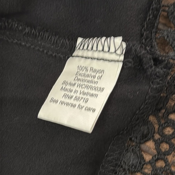 NY Collection Black Open Cardigan – 3/4 Sleeve with Crochet Trim, Size 1X - Picture 6 of 8